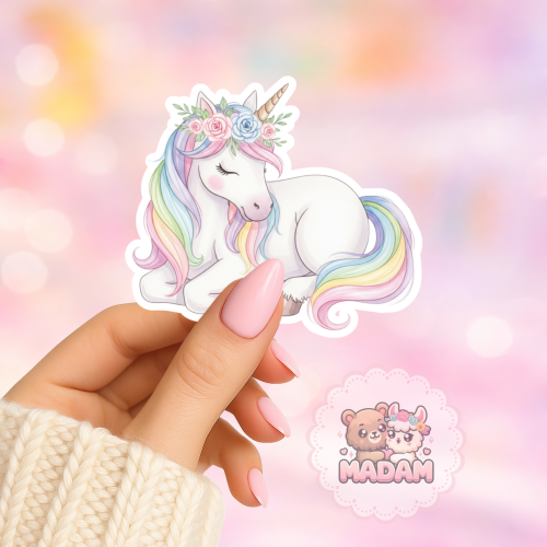 Naklejka foliowa jednorożec leżący pastelowy MaDam Creative