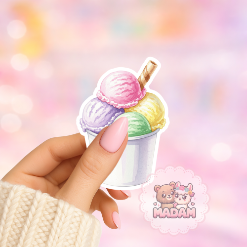 Naklejka foliowa lody w kubeczku pastelowe MaDam Creative