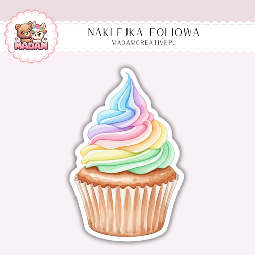 Naklejka foliowa babeczka cupcake pastelowa MaDam Creative
