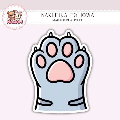 Naklejka foliowa kocia łapka szara MaDam Creative