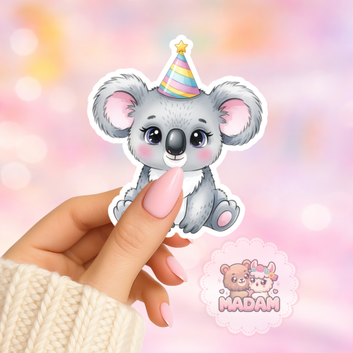 Naklejka foliowa koala z czapeczką urodzinową MaDam Creative