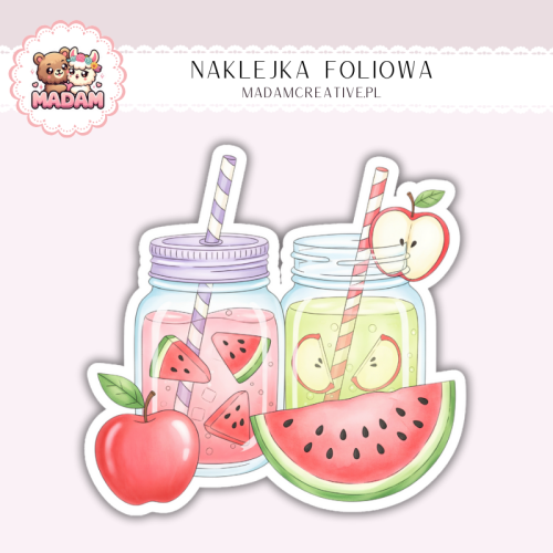 Naklejka foliowa lemoniada arbuzowa w słoiku MaDam Creative
