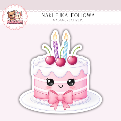Naklejka foliowa tort urodzinowy kawaii MaDam Creative
