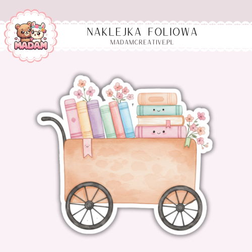 Naklejka foliowa wózek z książkami MaDam Creative