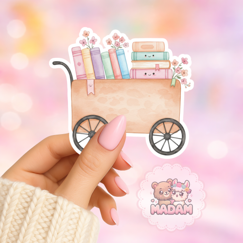 Naklejka foliowa wózek z książkami MaDam Creative