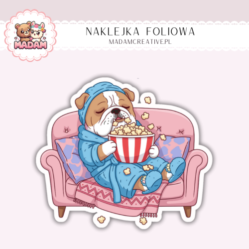 Naklejka foliowa piesek na kanapie z popcornem MaDam Creative