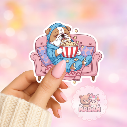 Naklejka foliowa piesek na kanapie z popcornem MaDam Creative