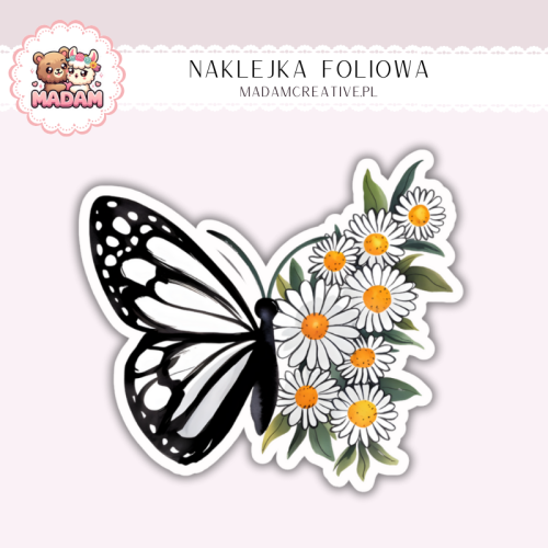Naklejka foliowa motyl z rumiankami MaDam Creative