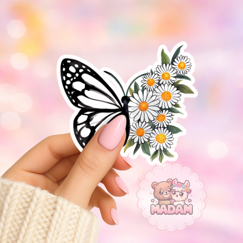 Naklejka foliowa motyl z rumiankami MaDam Creative