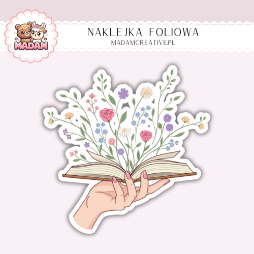Naklejka foliowa otwarta książka z kwiatami MaDam Creative