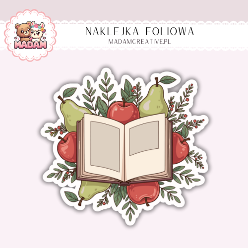 Naklejka foliowa książka z owocami i kwiatami MaDam Creative