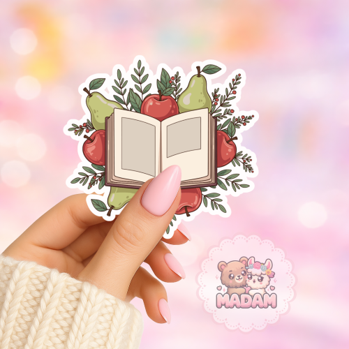 Naklejka foliowa książka z owocami i kwiatami MaDam Creative