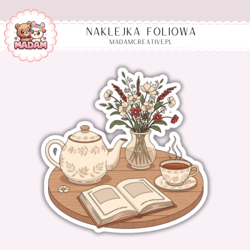 Naklejka foliowa herbata i książka cozy MaDam Creative