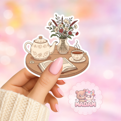 Naklejka foliowa herbata i książka cozy MaDam Creative