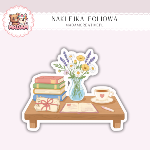 Naklejka foliowa książki na stoliku z kawą MaDam Creative