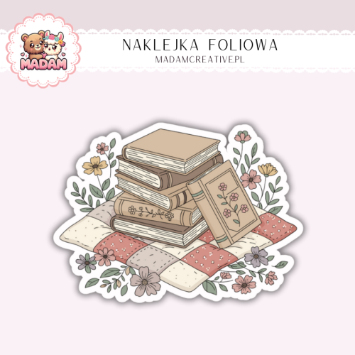 Naklejka foliowa książki vintage z kwiatami MaDam Creative