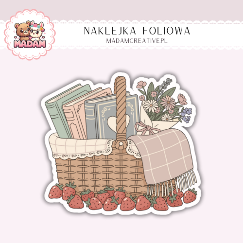 Naklejka foliowa koszyk piknikowy z książkami MaDam Creative