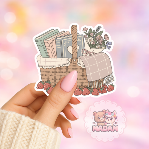 Naklejka foliowa koszyk piknikowy z książkami MaDam Creative