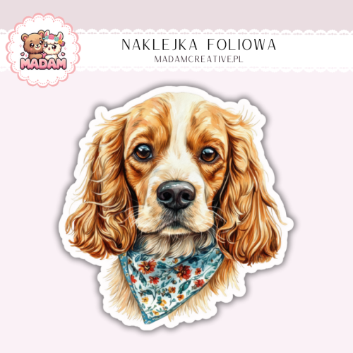 Naklejka foliowa piesek cocker spaniel z bandanką MaDam Creative