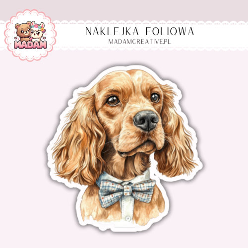 Naklejka foliowa piesek cocker spaniel z muszką MaDam Creative