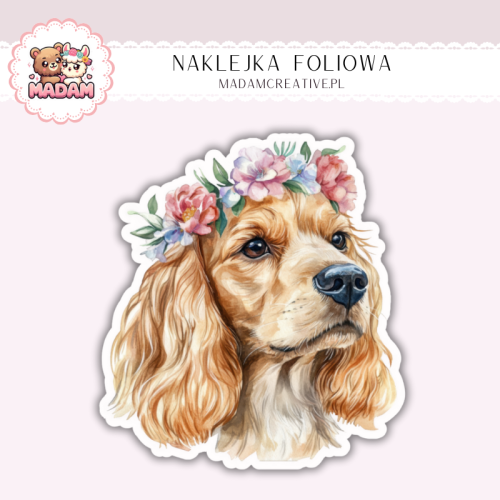 Naklejka foliowa piesek cocker spaniel z wiankiem MaDam Creative
