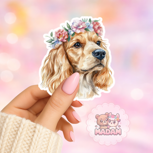 Naklejka foliowa piesek cocker spaniel z wiankiem MaDam Creative