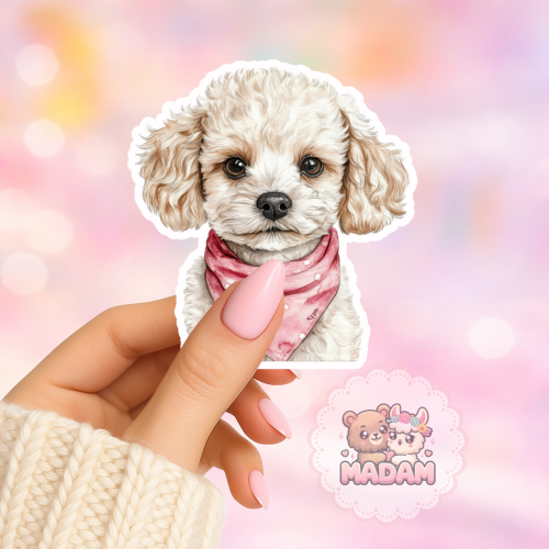 Naklejka foliowa piesek toy pudel z bandanką MaDam Creative