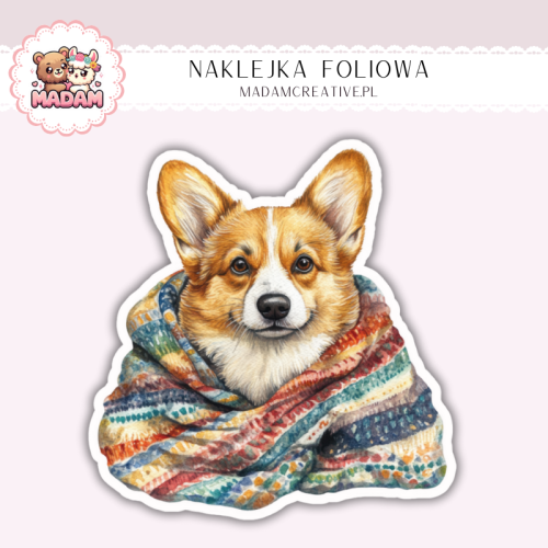 Naklejka foliowa piesek corgi w kocu MaDam Creative