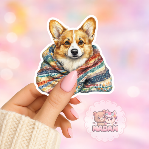 Naklejka foliowa piesek corgi w kocu MaDam Creative