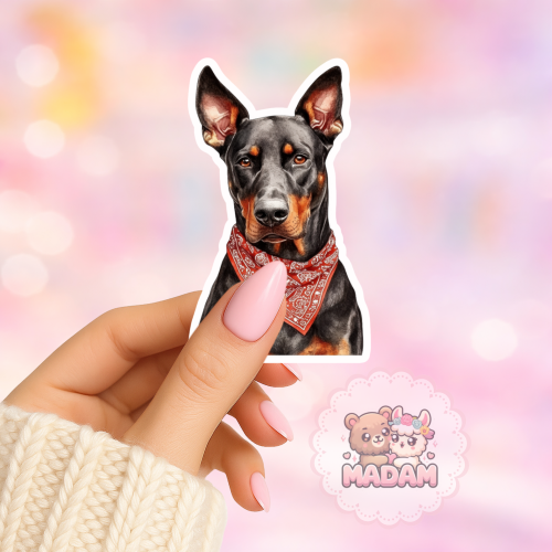 Naklejka foliowa pies doberman z bandanką MaDam Creative