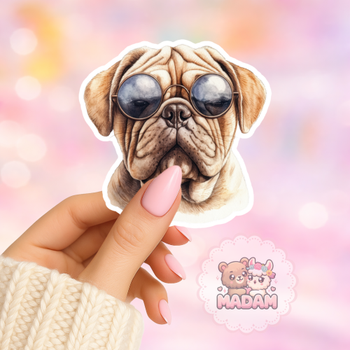 Naklejka foliowa piesek shar pei w okularach MaDam Creative