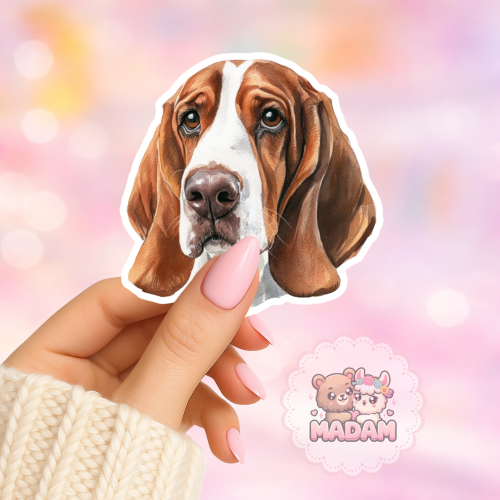 Naklejka foliowa piesek basset hound portret MaDam Creative