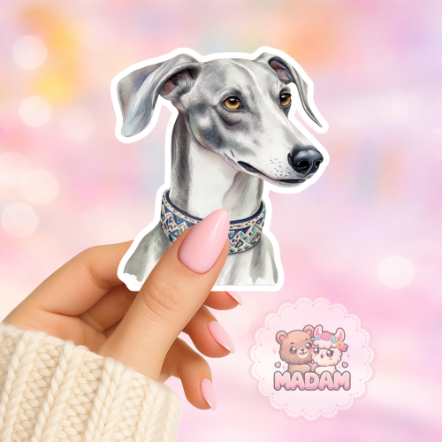 Naklejka foliowa piesek chart z obrożą MaDam Creative