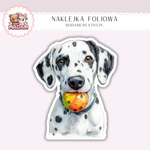 Naklejka foliowa piesek dalmatyńczyk z piłką MaDam Creative
