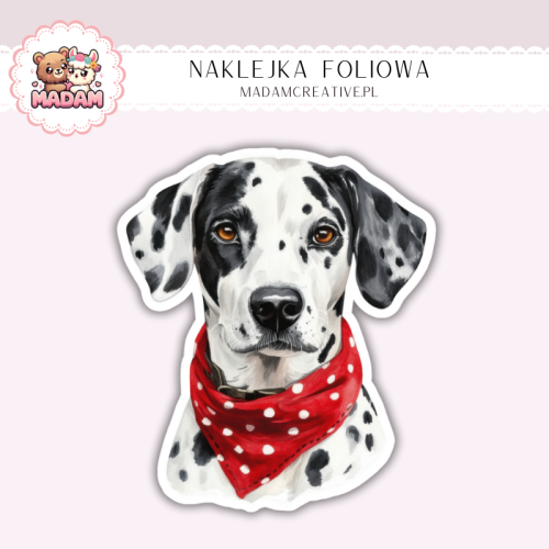 Naklejka foliowa piesek dalmatyńczyk z bandanką MaDam Creative