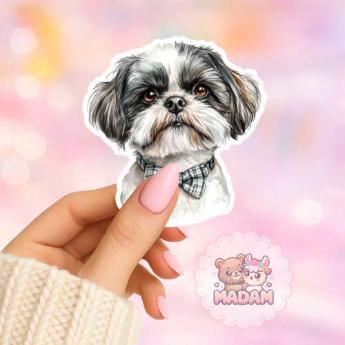 Naklejka foliowa piesek shih tzu z muszką MaDam Creative