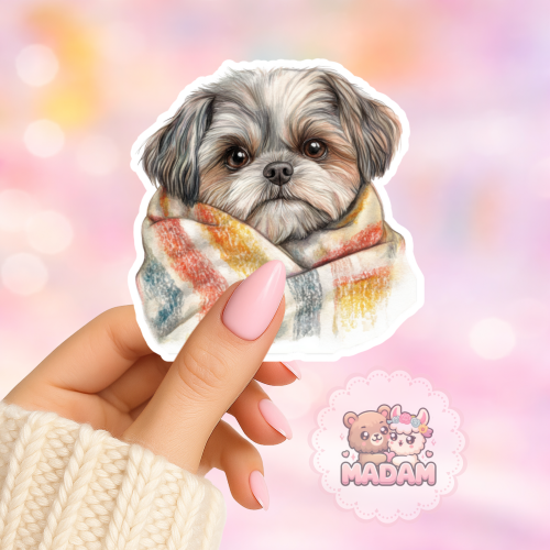Naklejka foliowa piesek shih tzu w kocu MaDam Creative