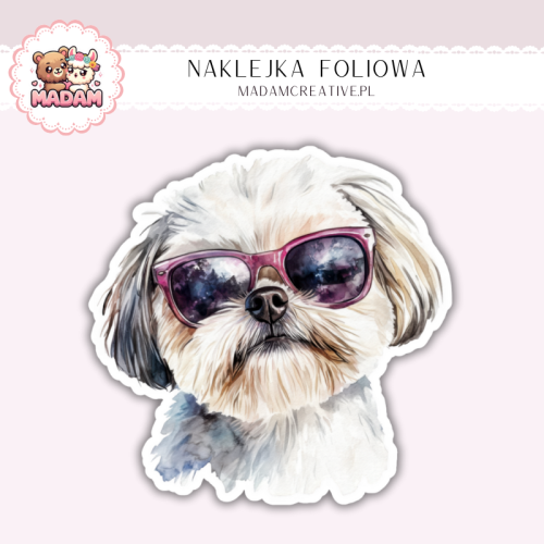 Naklejka foliowa piesek shih tzu w okularach MaDam Creative