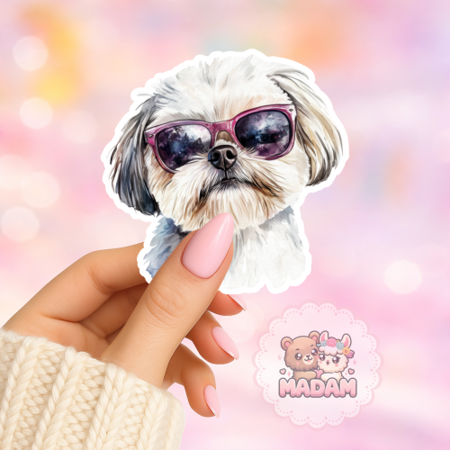 Naklejka foliowa piesek shih tzu w okularach MaDam Creative