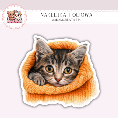 Naklejka foliowa kotek w swetrze MaDam Creative