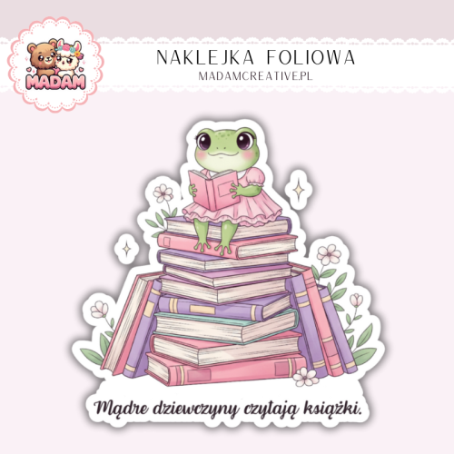 Naklejka foliowa żabka na książkach MaDam Creative