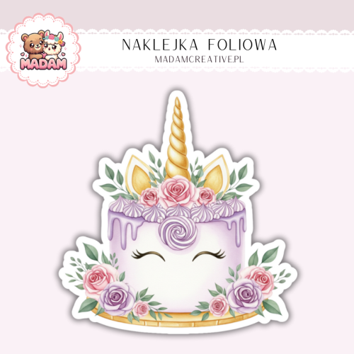 Naklejka foliowa tort jednorożec pastelowy MaDam Creative