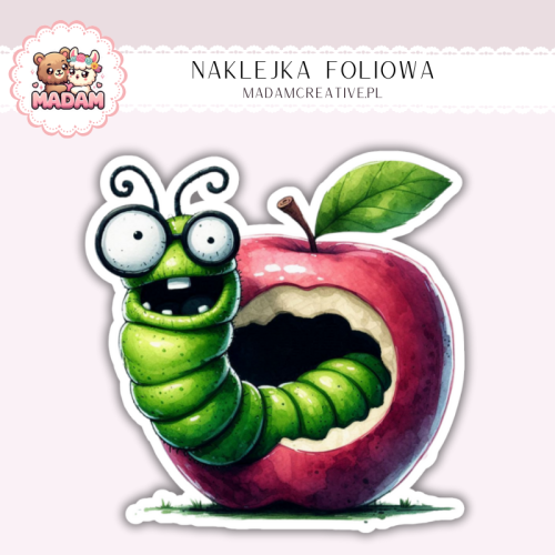 Naklejka foliowa robaczek w jabłku MaDam Creative
