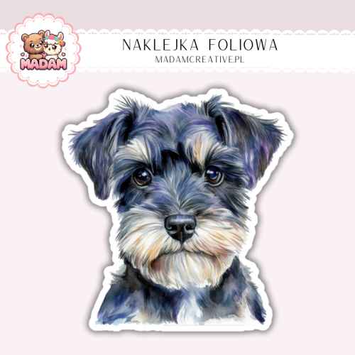 Naklejka foliowa piesek sznaucer miniaturowy portret MaDam Creative