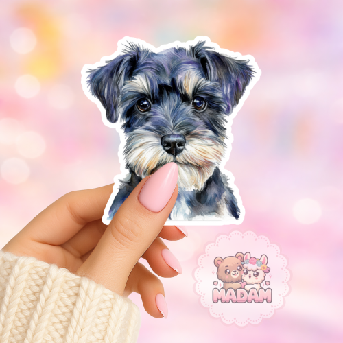 Naklejka foliowa piesek sznaucer miniaturowy portret MaDam Creative