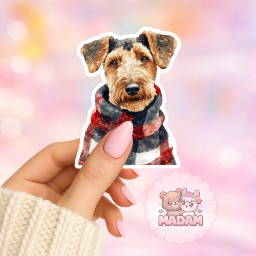 Naklejka foliowa piesek airedale terrier w szalu MaDam Creative