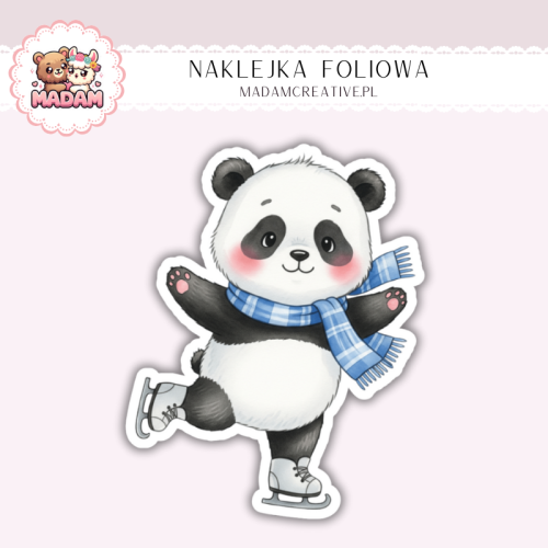 Naklejka foliowa panda na łyżwach MaDam Creative