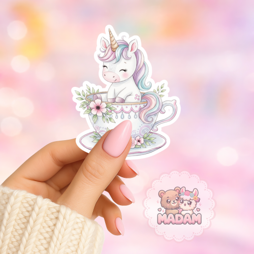 Naklejka foliowa jednorożec w filiżance MaDam Creative