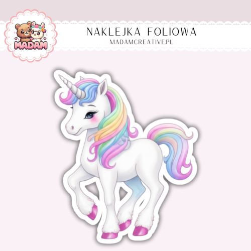 Naklejka foliowa jednorożec tęczowy MaDam Creative