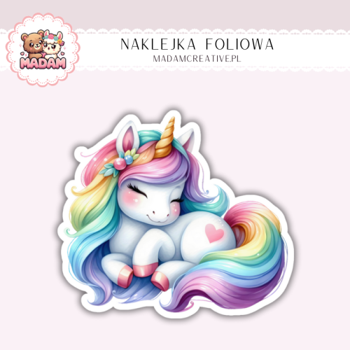 Naklejka foliowa jednorożec pastelowy kawaii MaDam Creative
